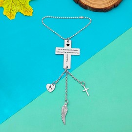 Bible Verse Hanging Ornaments Christian Initial A Car Pendant for Home Vehicle Driving License Gifts Religious Faith Gift