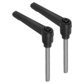 QUARKZMAN 2 Pcs Clamping Lever Handles M6 x 60mm Threaded Screw Made of 304 Stainless Steel Adjustable Handles with Quick Release Ratchet Knob, Black