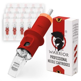 WARRIOR Cartuchos agujas tatuaje professional rojos esterilizados con cartucho aguja tatuaje gas Eo Curve Magnum 20pcs maquillaje permanent acero quirúrgico desechable (0.30 mm-1019 CMMT)
