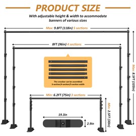 Forlogic 10x8ft Banner Backdrop Stand Kit，Heavy Duty Adjustable Photo Background Stand Step and Repeat Backgdrop Frame for Photography，Party，Trade Show