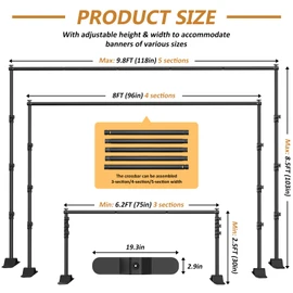 Forlogic 10x8ft Banner Backdrop Stand Kit，Heavy Duty Adjustable Photo Background Stand Step and Repeat Backgdrop Frame for Photography，Party，Trade Show