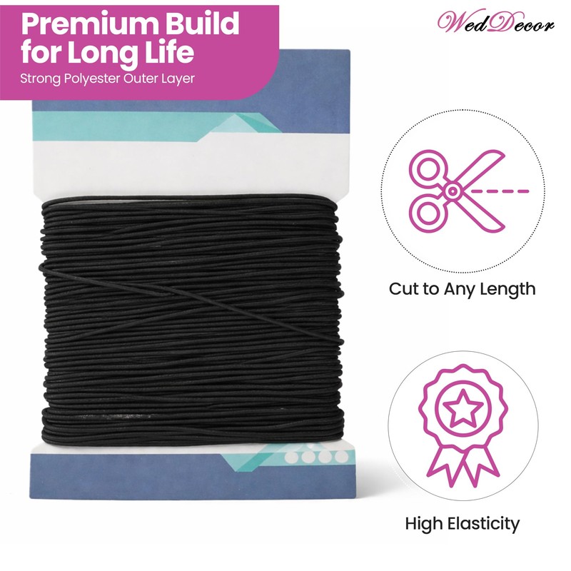 WedDecor Premium 1mm Elastic Cord Beading Cords, Strings & Threads