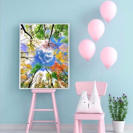 Cukol Colorful Trees Cross Stitch Kits for Adults, 11ct Pre Printed Stamped Counted Cross Stitch Kits for Adults Beginners UK, Advanced 11 Count Embroidery Cross Stiching Kit Adults Beginners