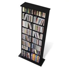 Hawthorne Collections 51" Double Slim Wall Media Storage Rack in Black
