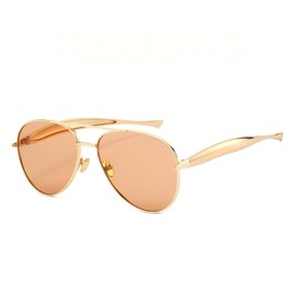 Retro Gold Aviator Sunglasses for Women Men Classic Shades Metal Oversized 70s Aviators Sun Glasses UV400 (Gold/Brown)