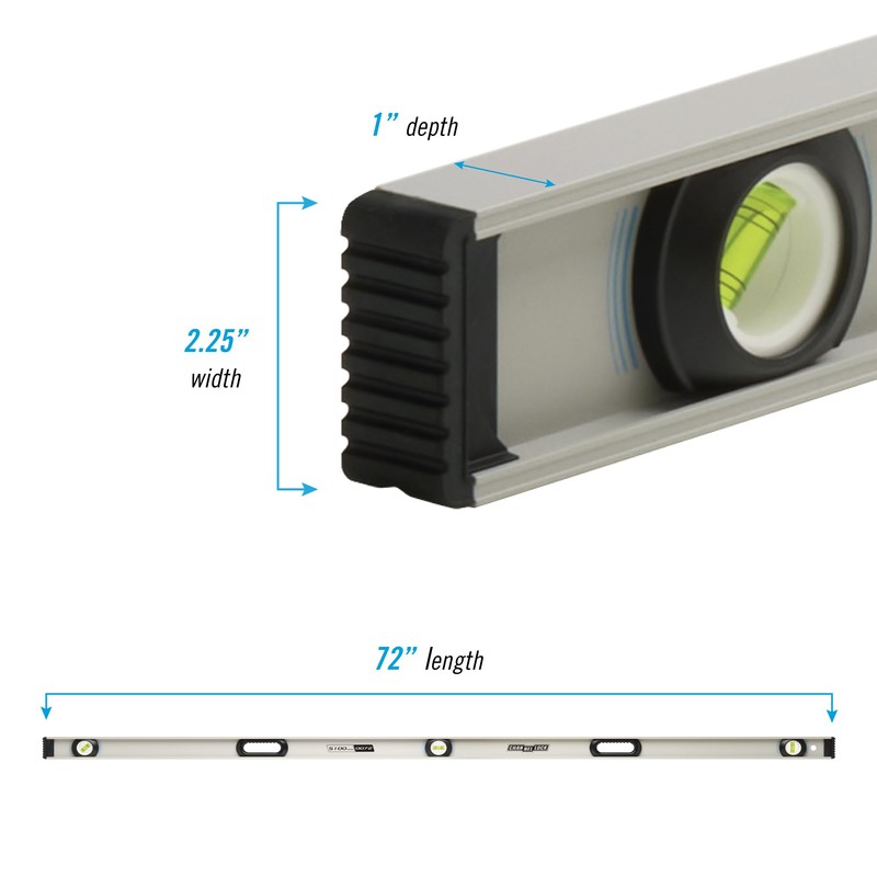 CHANNELLOCK 72-Inch, Professional-Grade Aluminum I-Beam Level with 3 Vials, 5100-0072
