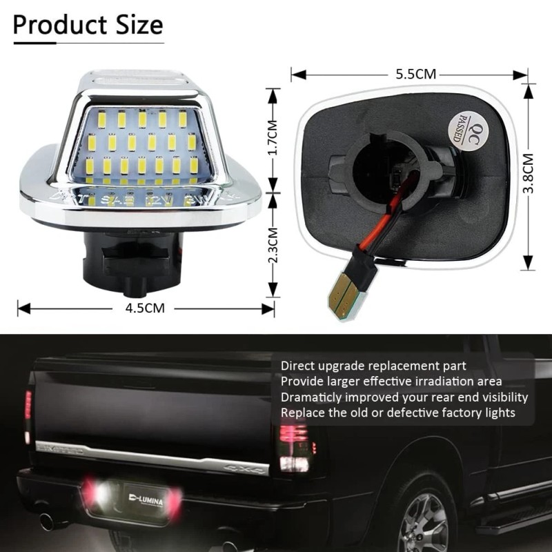D-lumina LED Chrome Red OLED License Plate Light for 1988-1998
