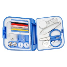 Tabanzhe Portable Mini Sewing Kit Folding Collapsible Travel Sewing Set Box for Adults, DIY, Home, Travel and Emergencies Repair Tool Includes Thread, Scissors, Needles, Buttons and More(Blue)