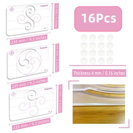 Kapyoo 3Pcs Free Motion Quilting Templates with Non-Slip Grips, Quilting Ruler and Templates for Industrial & Domestic Machines Reusable Stencils for DIY Quilt Designs (25 Series D)