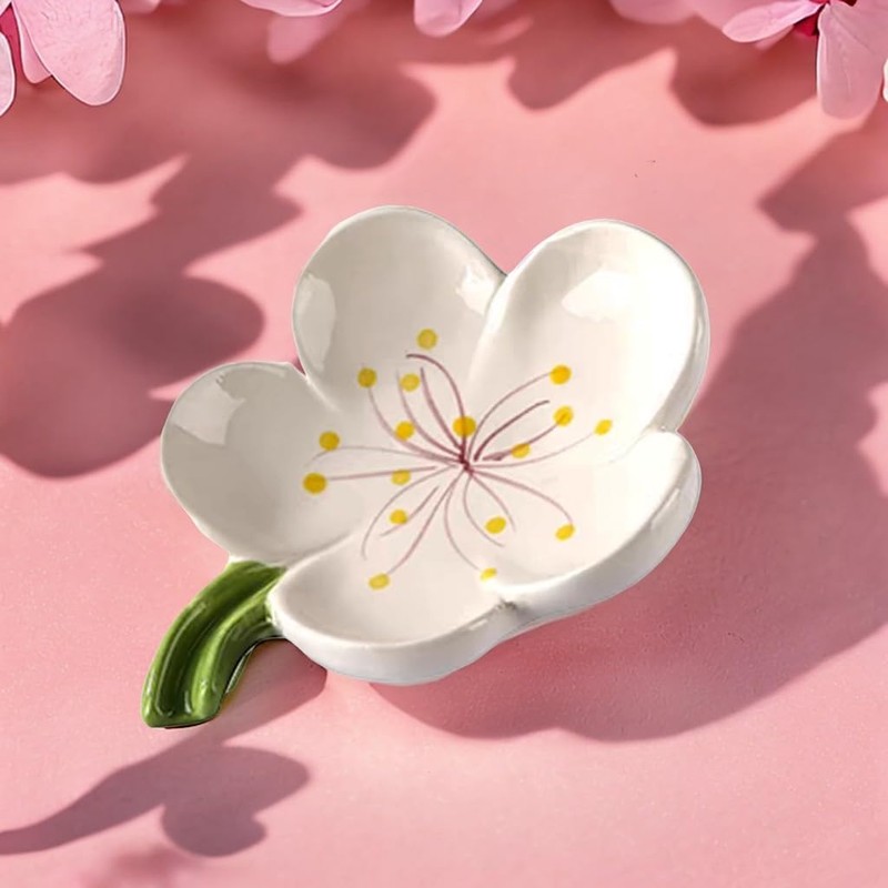 MZSX Ceramic petals Soap Dish, White Ceramic Soap Dish with