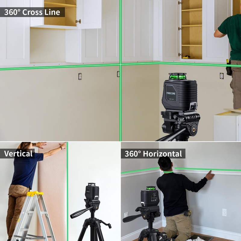 Firecore 360° Laser Level with Tripod, 100Ft Self Leveling Laser