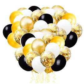 HappyHome Balloons, 50 Ballons, Gold, Sparkly Filled Translucent, Color Balloons, Set of 5, Extra Thick Latex Balloons (Gold)
