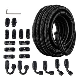 EVIL ENERGY 6AN Fuel Line Kit, 6AN Nylon Braided Fuel Line Hose Fitting Kit CPE 10FT Black
