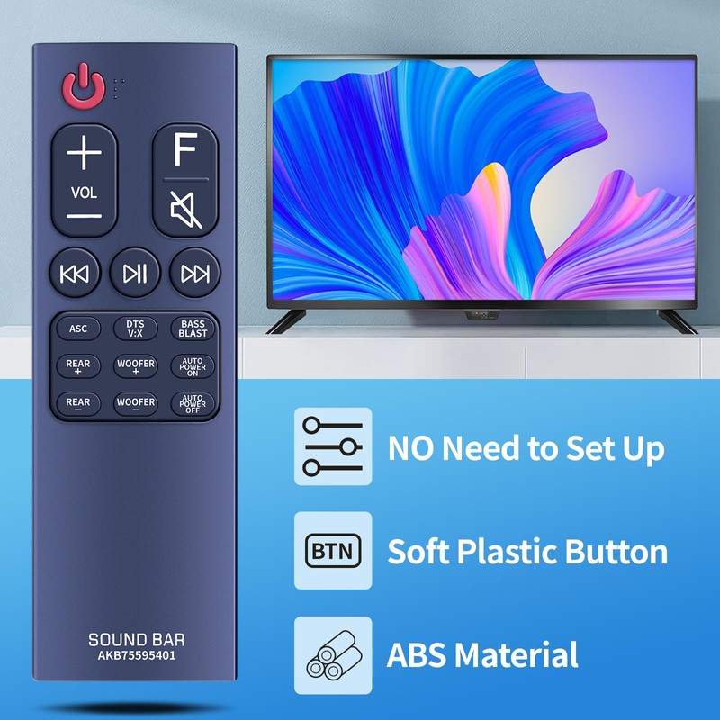 AKB75595401 Remote Control Replacement fit for LG Soundbar SK5Y SK5R