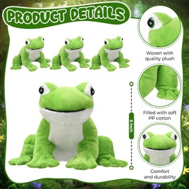 Blueweenly 12 Pcs 6 Inch Realistic Frog Plush Toy for Kids Frog Stuffed Animal Plush Simulation Green Soft Cute Sitting Plushie with Leg Lifelike Amphibian Reptilian Plushie Pillow Toy for Home Decor