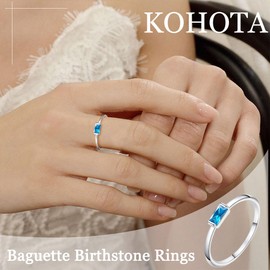 KOHOTA Silver Birthstone Rings for Women Dainty Stackable Engagement Wedding Promise Rings Non Tarnish CZ Emerald Green Gemstone Ring Mothers Birthday Gift Size 6-10