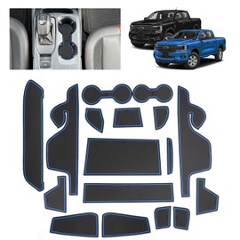 BSTW Car Non-Slip Mats for Ford Ranger T9 (2023-2025), Faithful Rubber Mat for Centre Console, Cup Holder & Door Holders, Suitable for Ford Ranger Raptor Tremor Wildtrak XL XLT (Blue)