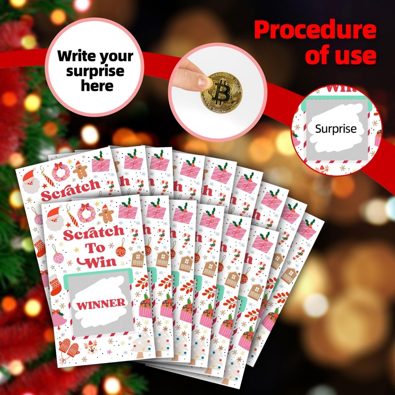 Christmas Scratch Off Cards, Xmas Party Scratch Games Adults Groups,