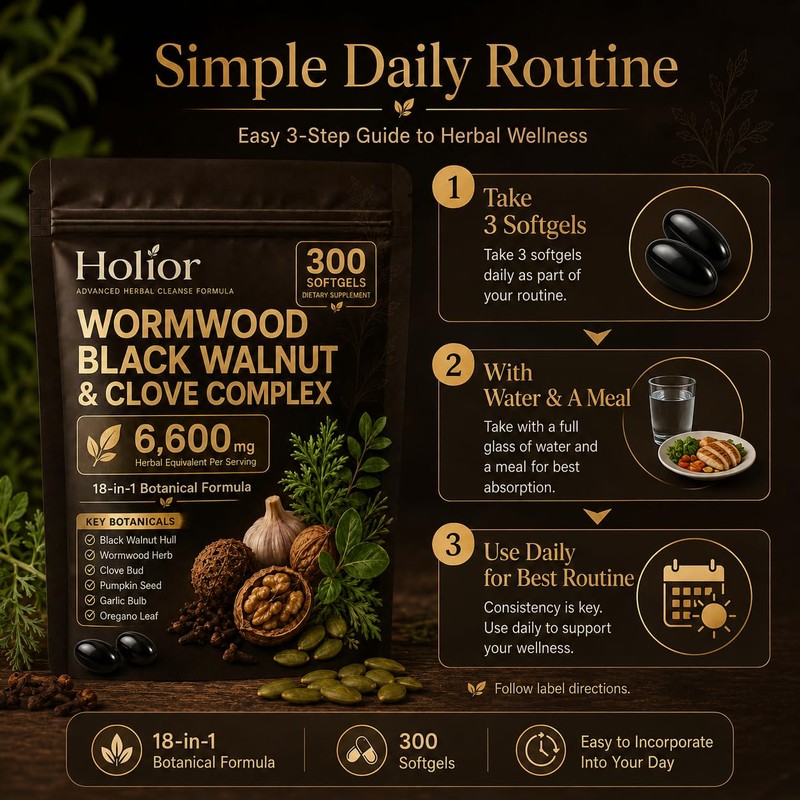 Holior Wormwood Black Walnut Cloves – 300 Count, Digestive &