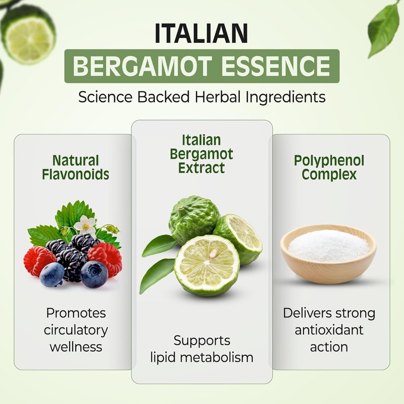 Italian Citrus Bergamot Supplement for Cardiovascular Health, 30 Capsules -