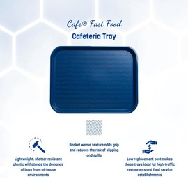 Carlisle FoodService Products Cafe Fast Food Cafeteria Tray with Patterned Surface for Cafeterias, Fast Food, And Dining Room, Plastic, 17.87 X 14 X 0.98 Inches, Blue