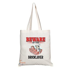 Coralgraph Inc TB808 Beware of the Bricklayer Novelty Present Gift Printed Eco-Friendly Stylish Long Handled Tote Shoulder Bag