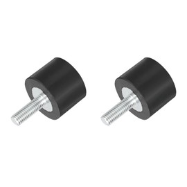 sourcing map M5 Thread Rubber Mounts, Vibration Isolators, Cylindrical Shock Absorber with Studs 20 x 15mm 2pcs
