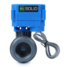U.S. Solid 1 inch UPVC Motorized Ball Valve - Plastic Electrical Ball Valve with Full Port, 2 Wire Auto Return, 9-36V AC/DC, Normally Closed