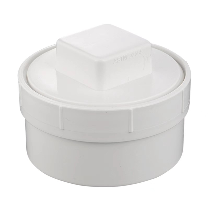 4 Inch PVC DWV Female Sewer Cleanout Cap Adapter with