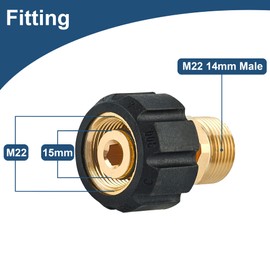 Raincovo Pressure Washer Hose Adapter, M22 15mm Female to M22 14mm Male Pressure Washer Fittings, 2 Pack