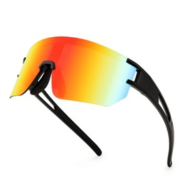 WANWAN Men Women Cycling Sunglasses, 80s Sport Baseball Mirrored Sun Glasses for Youth Adults Running Softball