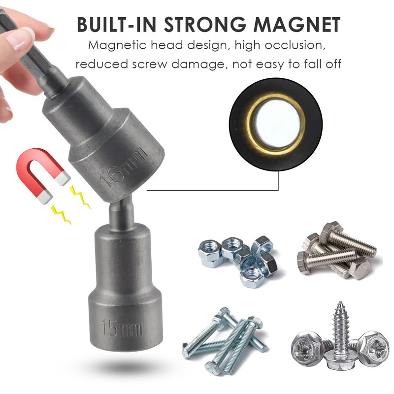 14 Piece Socket Wrench Set Socket Adapter Set - 1/4