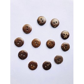 Natural Coconut Buttons, 2-Hole Round Brown Sewing Buttons for Overcoats 12PCS