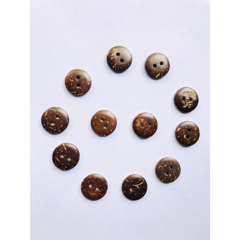 Natural Coconut Buttons, 2-Hole Round Brown Sewing Buttons for Overcoats