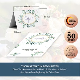 Place Cards for Wedding, Birthday - Name Tags - For Writing on Front - Place Cards or Buffet - from 50 Pieces - (Roses)