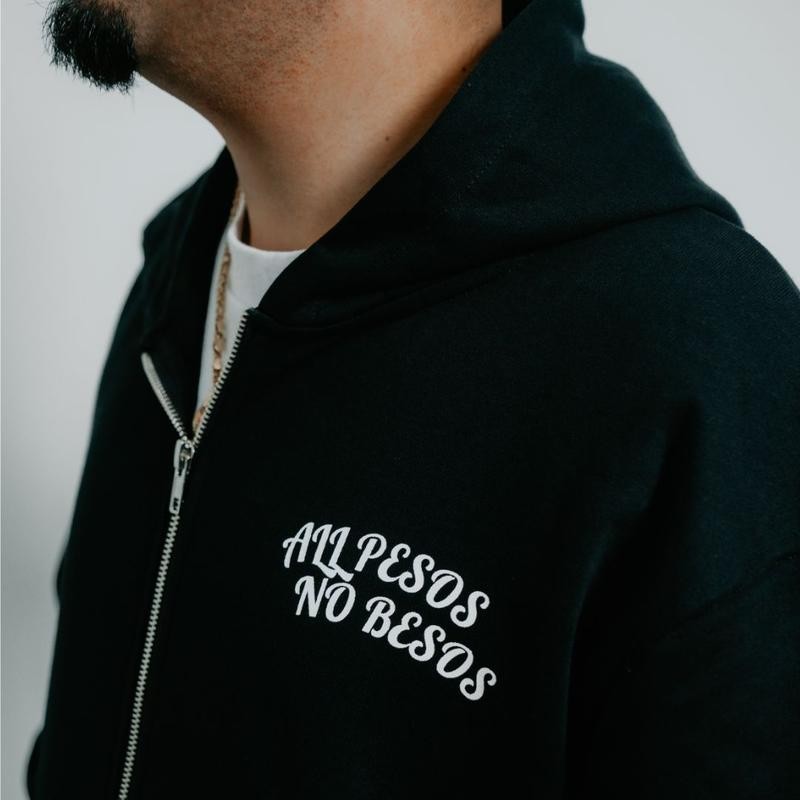 "Virgencita" (Gris) Rhinestone Hoodie - Size: M