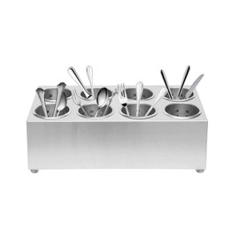 CUBELLIN Commercial Silverware Organizer 8-Hole Utensil Holder Stainless Steel Silverware Holder Removable Fork Barrels Kitchen Utensil Dispenser for Restaurants, Catering, Parties