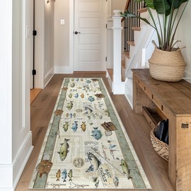 Fishing Runner Rug for Hallway Kitchen 2x6 Cabin Modern Area Rugs, Machine Washable Rug for Bedroom, Low Pile Soft Large Carpet for Dining Room Office Non Slip