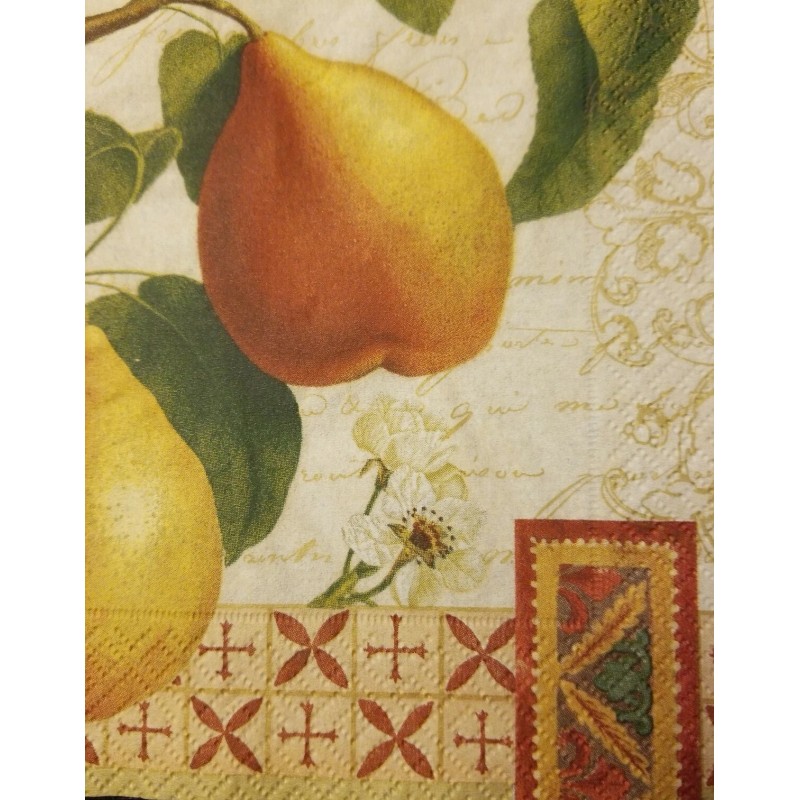 TWO Individual Napkins Pear Fruits Cocktail for Decoupage (127