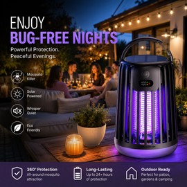 Solar Bug Zapper Garden Light for Outdoor Use – Rechargeable LED Insect Trap for Patio, Yard & Porch