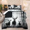 kxry Black and White Elk USA American Flag Comforter Set