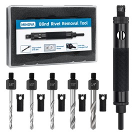 Minova Rivet Removal Tool, High Cobalt Rivet Removal Drill Bit, Suitable for Durable and high-Frequency use with Standard and Stainless Steel 1/8", 5/32", 3/16", 7/32" and 1/4" Rivets