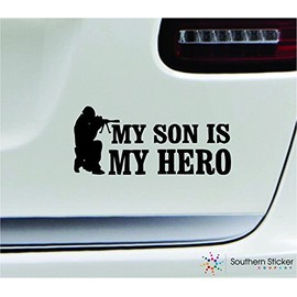 Military My Son is My Hero 7x3 Black Army Marine Veteran Soldier Love Family America United States Color Sticker State Decal Vinyl - Made and Shipped in USA