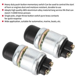 2Pcs Push Button Starter Switch, Weatherproof Engine Push Button Start Switch 50a 12V Heavy Duty Momentary Start Switch for Car Truck Boat