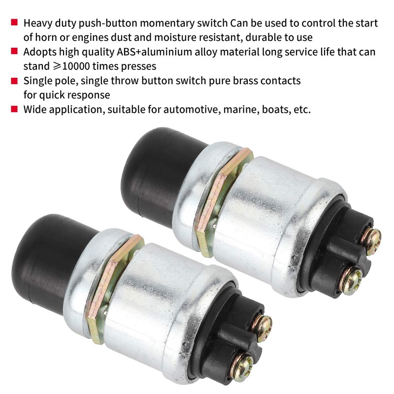 2Pcs Push Button Starter Switch, Weatherproof Engine Push Button Start