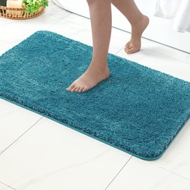 MIULEE Teal Bathroom Rugs, Soft Large Absorbent Microfiber Bath Rugs Non Slip Quick Dry Fluffy Bath Mats for Bathroom Floor Tub Showers, Machine Washable, 24x36 Inch