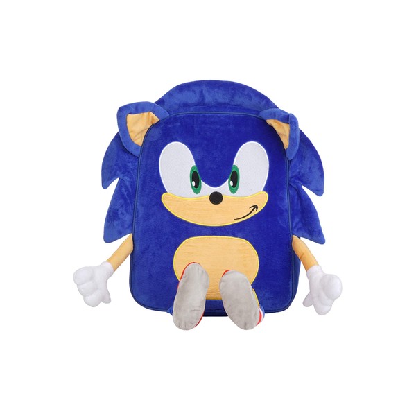 AI ACCESSORY INNOVATIONS Sonic The Hedgehog Backpack for Boys, Plush Padded Bookbag with Adjustable Shoulder Straps, Sonic Schoolbag with 3D Arms, Legs and Ears, Durable School Bag for Kids, Blue