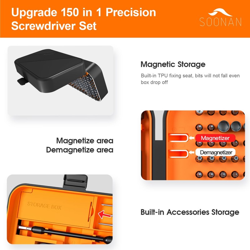 Precision Screwdriver Set, SOONAN 150 in 1 Electronics Tool Kit