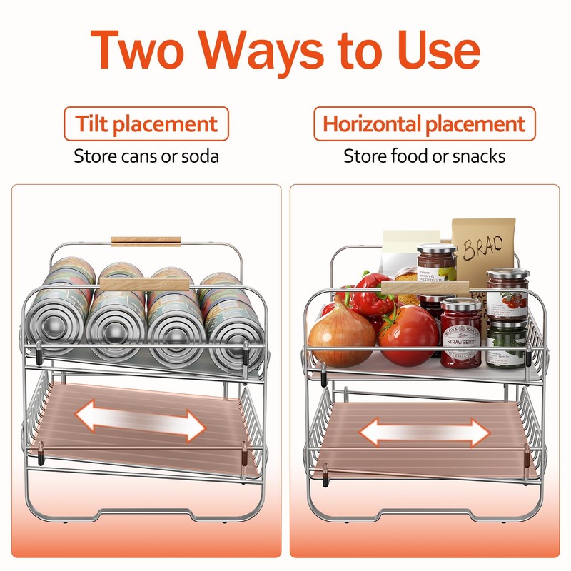MAXIFFE 2-Tier Can Organizer for Pantry, 16.9"W × 11.5"D ×