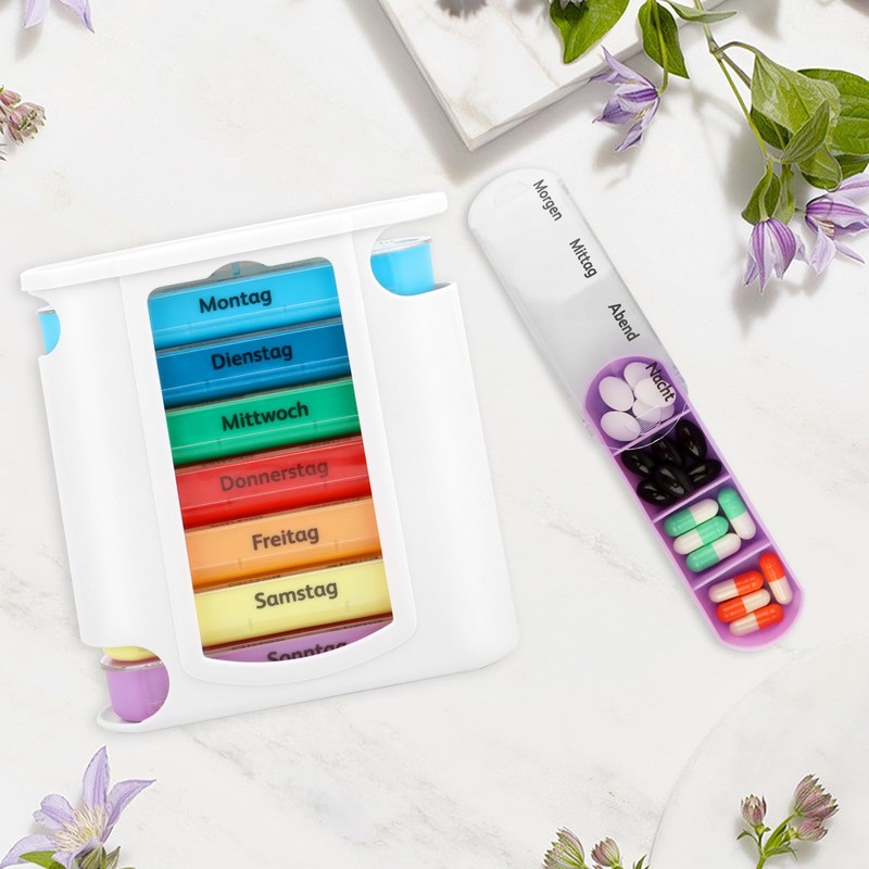 VMUTGA Pill Box, 7 Days with 4 Compartments for Morning,